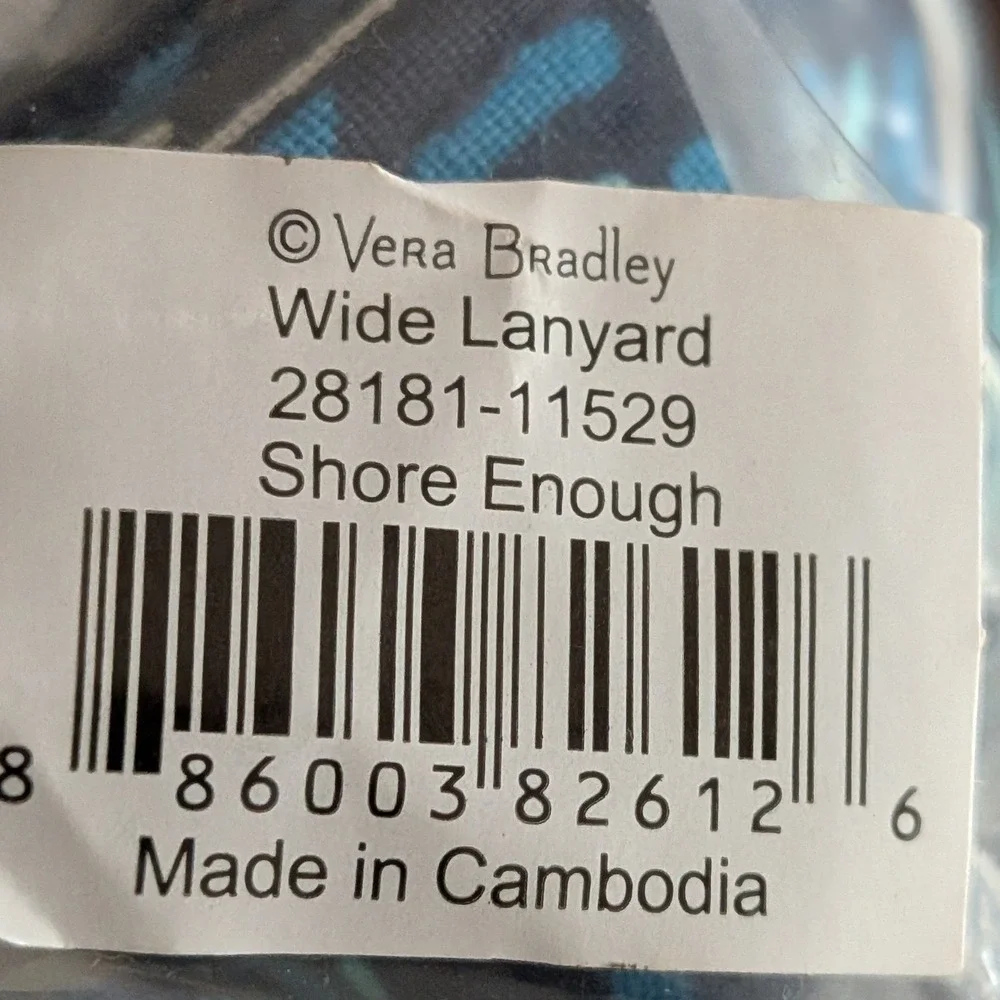 Vera Bradley Wide Lanyard Shore Enough Blue White Nautical‎ Key ID Holder 28181
